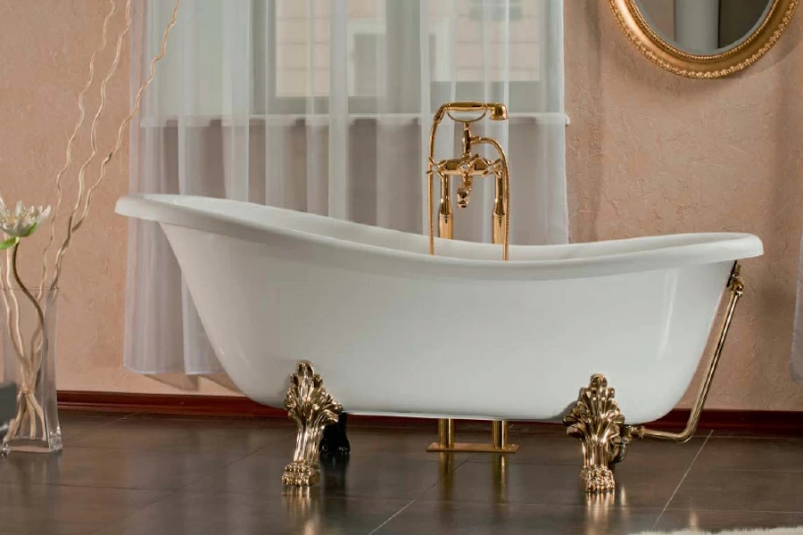 Ванна из литьевого мрамора, цвет белый, Romance Collection Rhapsody 1670750640W (детальная фотография), асимметричные