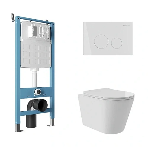 Унитаз с инсталляцией Aqueduto CONE Plus клавиша белая глянцевая - фото 2