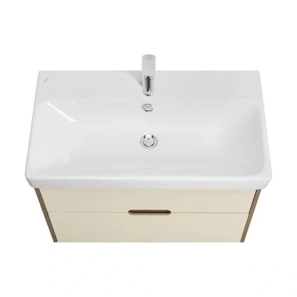 Тумба с раковиной подвесная Акватон Оливия 80 см бежевый/дуб велл 1A2831K0OLVG0 (детальная фотография), по запросу