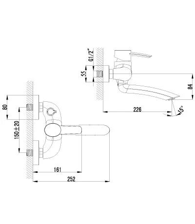 Смеситель для ванны Lemark Atlantiss LM3214C (детальная фотография), для ванны
