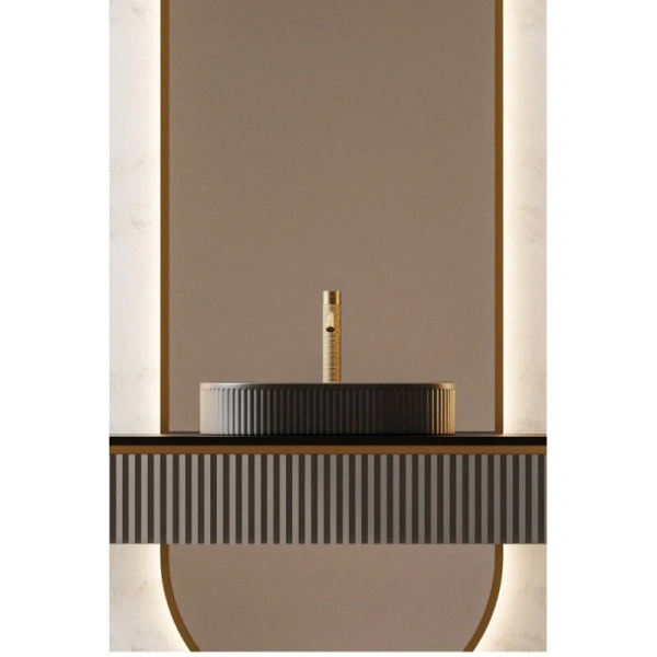 Раковина Abber Bequem 60 см черная матовая AC2116MB (детальная фотография), керамические