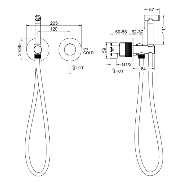 Гигиенический душ со смесителем Timo Saona золото 2339/17SM (детальная фотография), для туалета