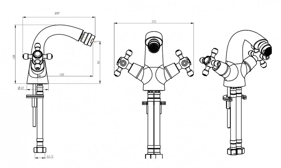 Смеситель для биде Boheme Royal Cristal золото 296-Royal/CRST (детальная фотография), для биде