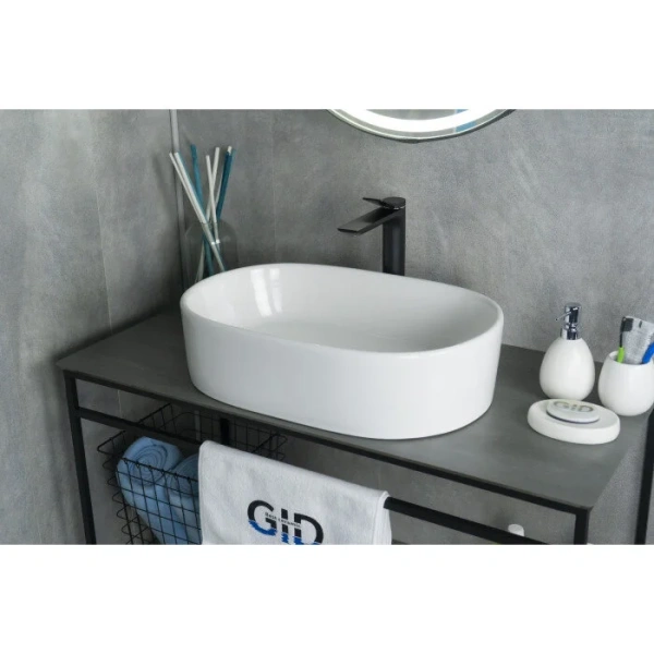 Раковина GID Lago N9025 56 см овальная 51111 (детальная фотография), в форме чаши, круглой формы