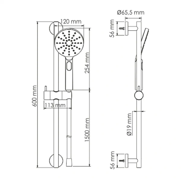Душевой гарнитур WasserKRAFT хром A144 (детальная фотография), душевые гарнитуры