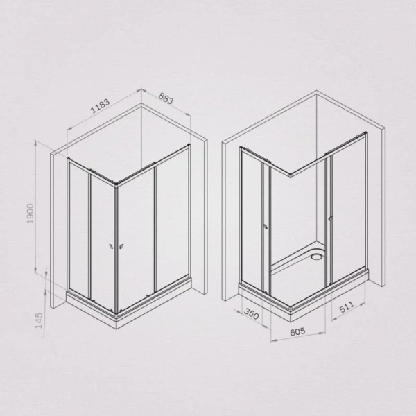 Душевой уголок Am.Pm Sunny 120x90 см хром матовый W87G-403-12090-MT (детальная фотография), прямоугольные