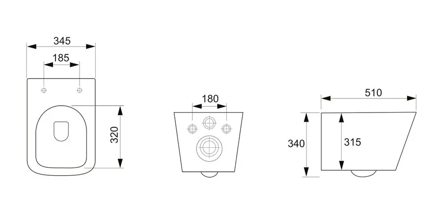 Унитаз подвесной Ceramica Nova Metric безободковый CN3007 (детальная фотография), подвесные, встраиваемые