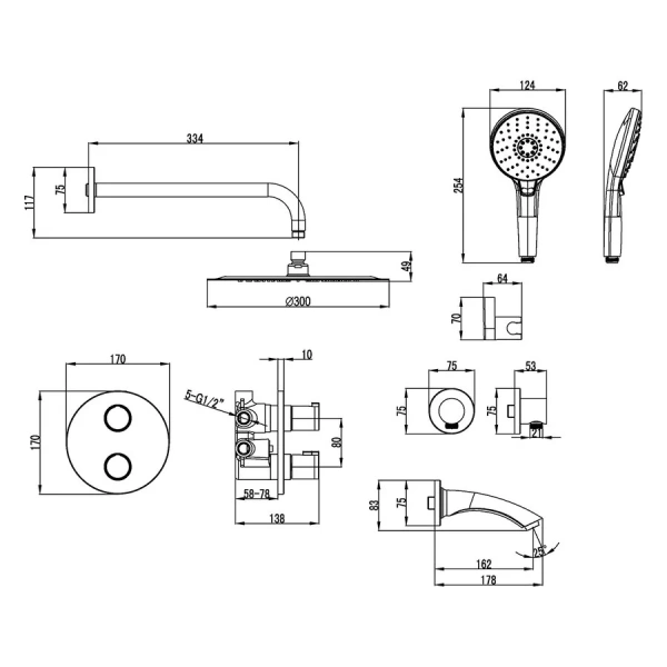 Душевой комплект встраиваемый Lemark Yeti термостатический LM7822C (детальная фотография), душевые комплекты, наборы
