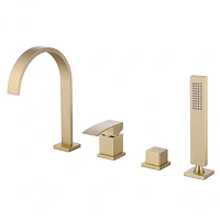 Смеситель для ванны Abber Wasserfall золото матовое