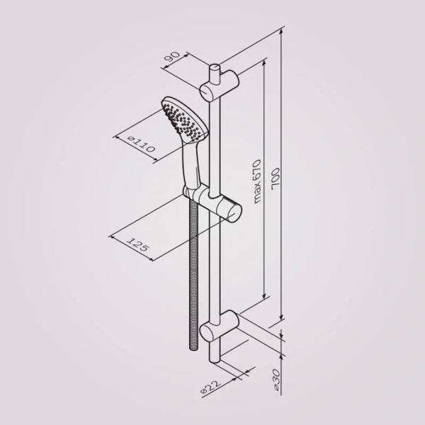 Душевой гарнитур Am.Pm Gem F01900 с ручным душем (детальная фотография), душевые гарнитуры