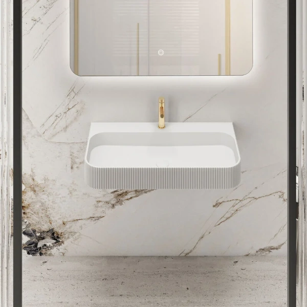 Раковина Vincea 90 см белая матовая VWB-6SG90MW (детальная фотография), подвесные, пристенные