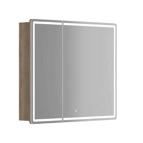 Зеркальный шкаф с подсветкой Sancos Mirror 90 см дуб галифакс натуральный - фото 2