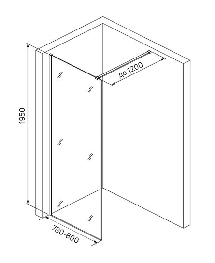 Душевая перегородка IDDIS Slide Walk In 80 см хром SLI8CS8i23 (детальная фотография), современные, hi-tech