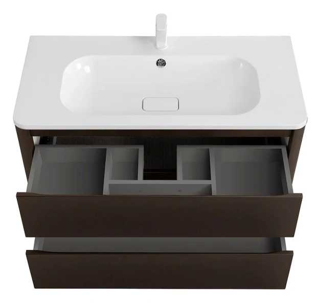 Тумба под раковину подвесная Cezares Relax 100 см оружейная сталь RELAX-1000-2C-SO-GM (детальная фотография), другие