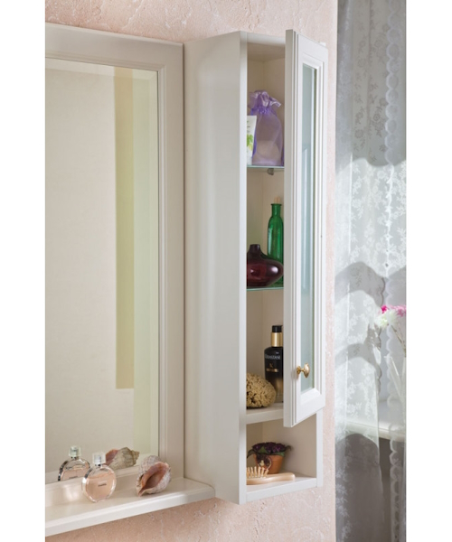 Шкаф для ванной, петли справа, цвет слоновая кость матовый, фурнитура золото, La Beaute Michel SMI24AVO.Dx.O.OR (детальная фотография), по запросу index_1