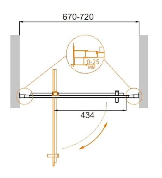 Душевая дверь в нишу Cezares Molveno 70 см с прозрачным стеклом MOLVENO-BA-1-70-C-Cr-IV (детальная фотография), современные, hi-tech