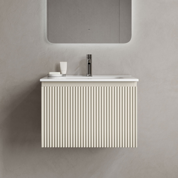 Тумба под раковину подвесная Sancos Snob R 1.0 60 см beige soft SNR1.060CE (детальная фотография), подвесная, пристенная