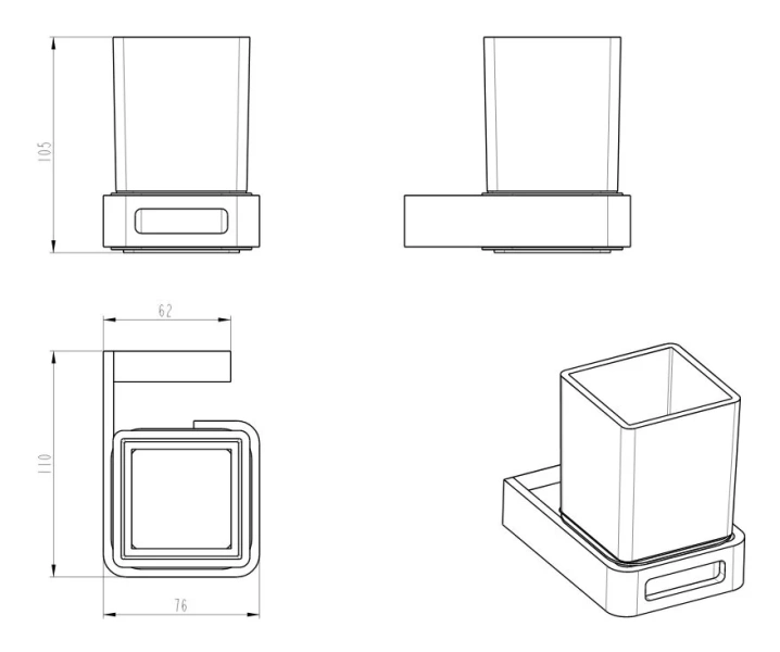 Стакан для ванной Boheme Q хром 10944-CR (детальная фотография), современные, hi-tech