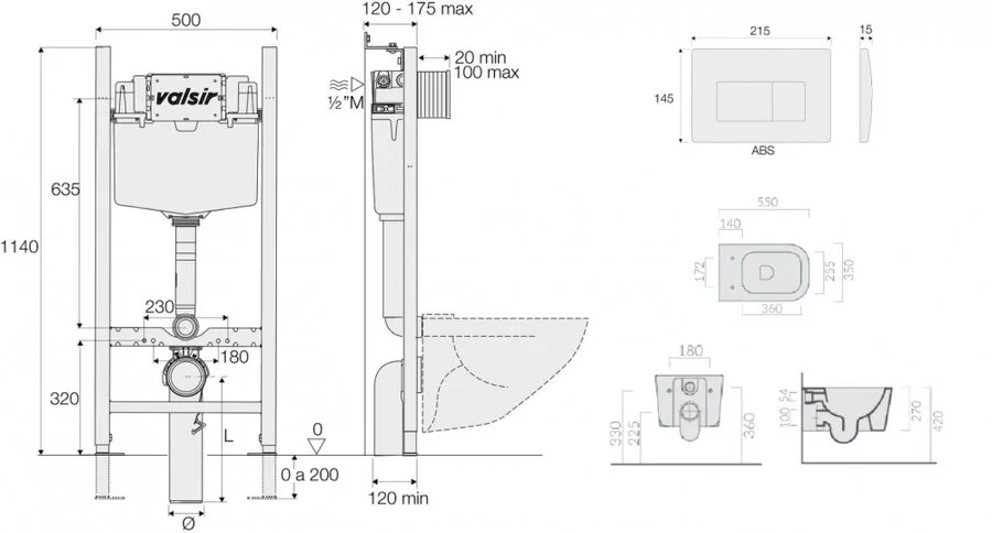 Унитаз с инсталляцией Valsir MEG11PRO с белой матовой клавишей KIT VSWM 5486 Slim P1 (детальная фотография), с инсталляцией