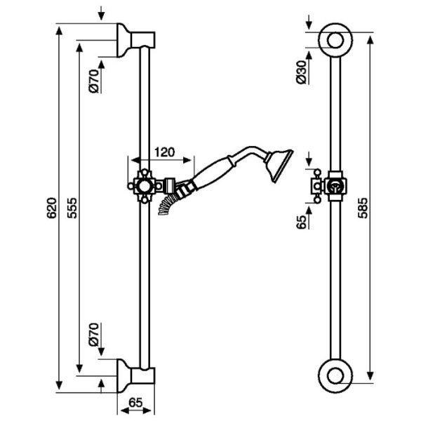 Схема (детальная фотография), верхние души