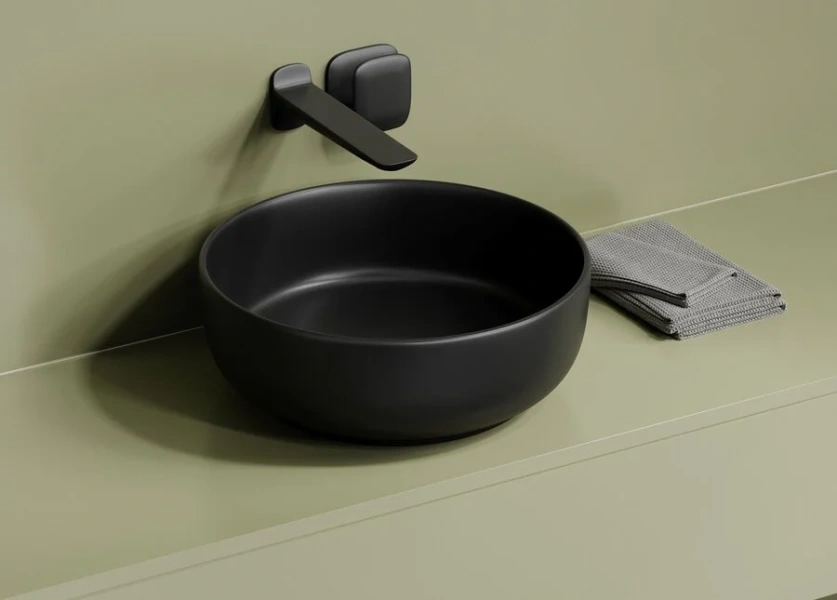 Раковина Ceramica Nova Taycan 37 см черная матовая CN12003MB (детальная фотография), накладные (на столешницу)