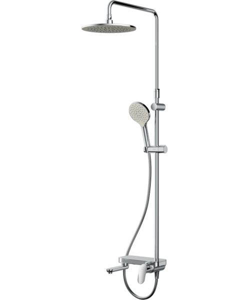 Ванна акриловая AM.PM Like 150х70 см с каркасом, шторкой, и душевой стойкой со смесителем W80ASET-150AC (детальная фотография), без гидромассажа, со шторкой, маленькие