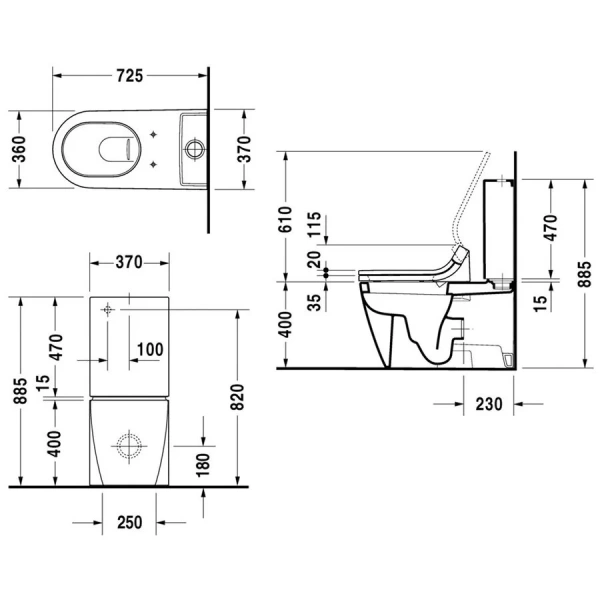 Унитаз Duravit Starck 2 2129090000 (детальная фотография), с бачком