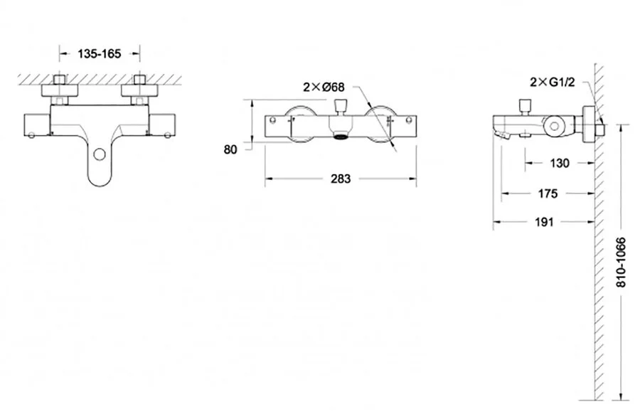 Смеситель термостатический Bravat Stream F63984C-01B (детальная фотография), для ванны