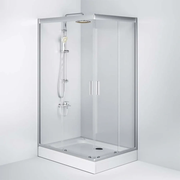 Душевой уголок Am.Pm Gem 120x90 см стекло прозрачное, профиль хром W90G-404-120290-MT (детальная фотография), современные, hi-tech