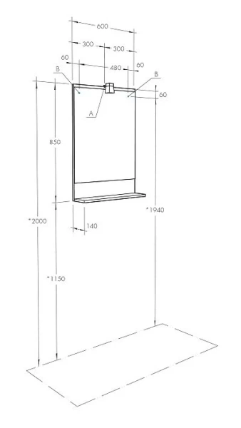 Зеркало с подсветкой Акватон Бекка 60 см дуб сомерсет 1A214302BAC20 (детальная фотография), в наличии
