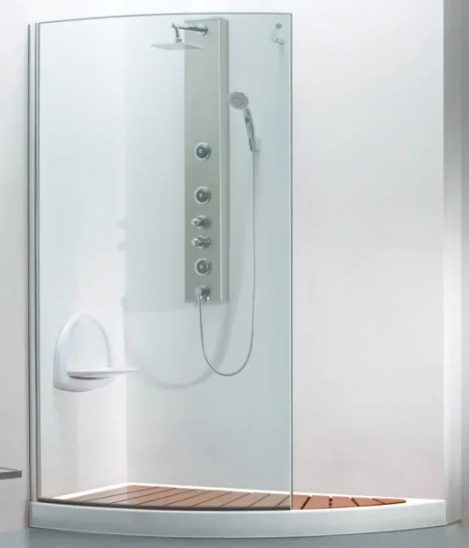 Душевой уголок Wasserfalle W-457 (детальная фотография), полукруглые, четверть круга, асимметричные
