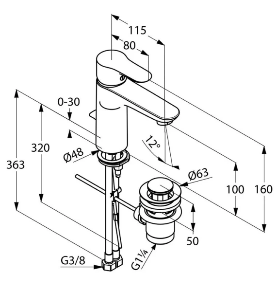 Смеситель для раковины Kludi Objekta хром 322600575 (детальная фотография), для раковины