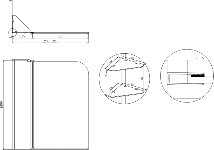 Шторка для ванны Cezares Eco 120х140 см прозрачное стекло ECO-O-V-12-120/140-C-Cr (детальная фотография), недорогие