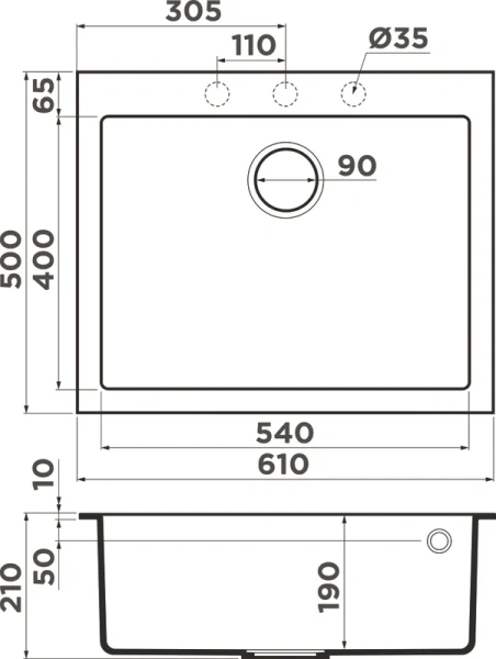 Мойка для кухни Omoikiri Bosen 61A-GR 61 см leningrad grey 4993825 (детальная фотография), врезные