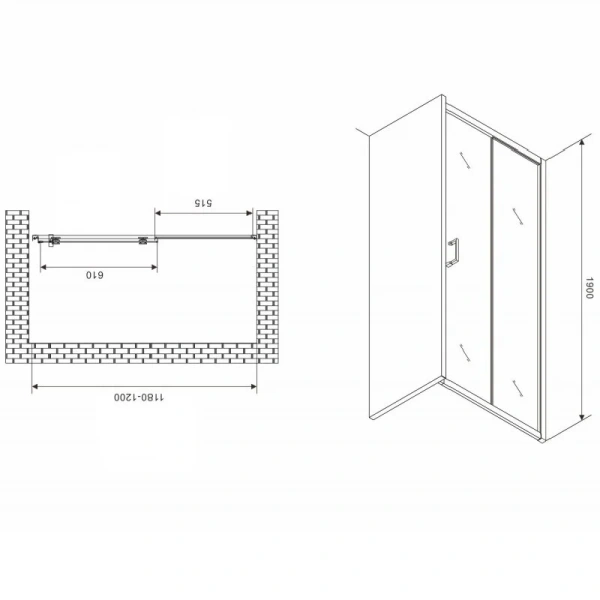 Душевая дверь в нишу Abber Schwarzer Diamant 120 см стекло прозрачное AG30120B5 (детальная фотография), современные, hi-tech