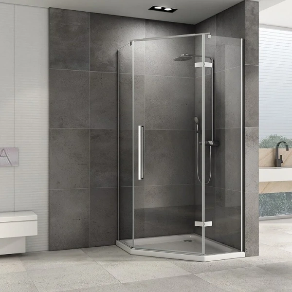 Душевой уголок Abber Ewiges Wasser AG05080 80х80 см пятиугольный (детальная фотография), современные, hi-tech