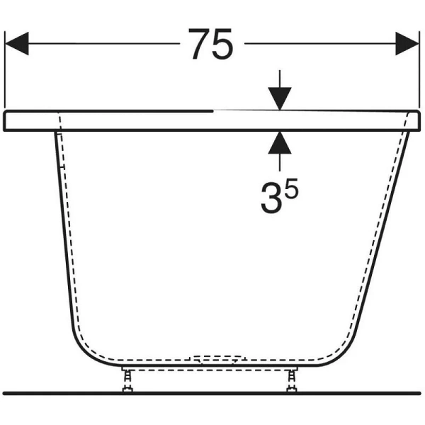 Ванна акриловая Geberit myDay 650570000, 170 х 75 см, белая (детальная фотография), без гидромассажа