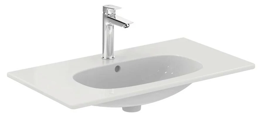 Раковина Ideal Standard Tesi 80 см белая матовая T3509V1 (детальная фотография), подвесные, пристенные