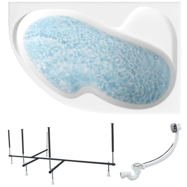 Ванна акриловая 1MarKa Aura 01ау1610лкс2+/01ау1610пкс2+, 160 x 105 см, левая/правая, цвет белый (детальная фотография), в наличии