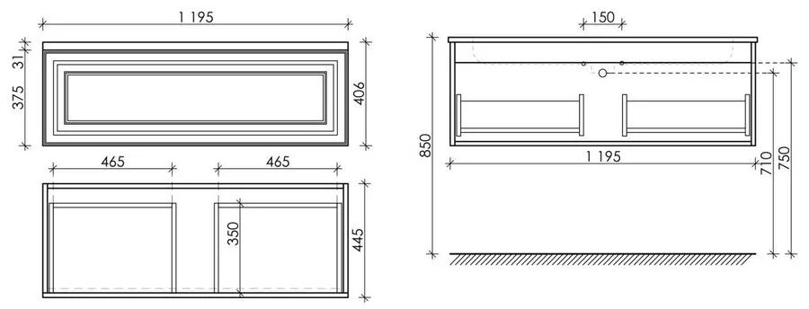 Тумба под раковину подвесная Sancos Very 120 см doha soft VR120SM (детальная фотография), в наличии
