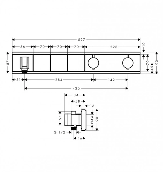 Смеситель для душа Hansgrohe RainSelect хром/черный 15356600 (детальная фотография), для душа