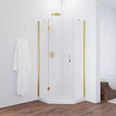 Душевой уголок профиль золотой стекло шиншилла Vegas-glass