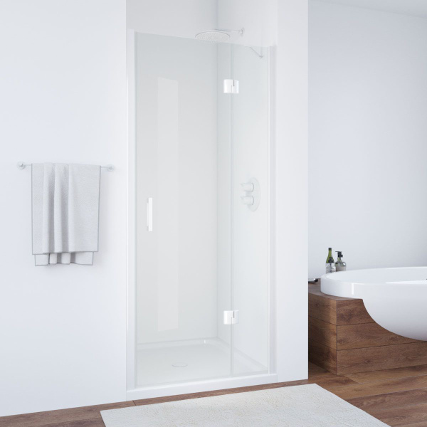 Душевая дверь профиль белый стекло прозрачное Vegas-glass AFP NOVO 100 01 01 R (детальная фотография)