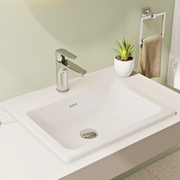 Смеситель для раковины VitrA Root Round хром A42706EXP (детальная фотография), с 1 монтажным отверстием