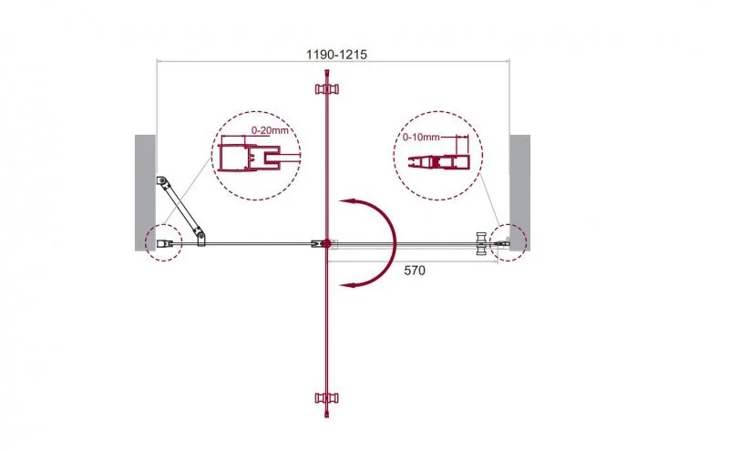 Душевая дверь в нишу BelBagno Etna 120 см профиль хром ETNA-B-12-60/60-C-Cr-90 (детальная фотография), современные, hi-tech