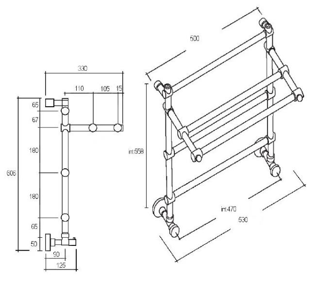 Полотенцесушитель водяной Margaroli Sole 455, 3 секции с полкой (детальная фотография), современные, hi-tech