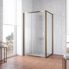 Душевой уголок профиль черный глянцевый стекло шиншилла Vegas-glass