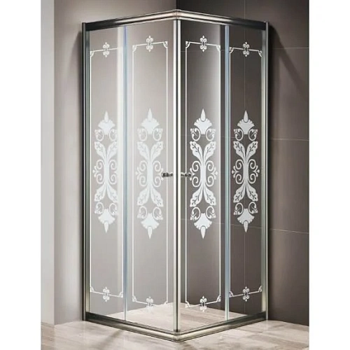 Душевой уголок Cezares Giubileo 80х80 см стекло прозрачное с узором профиль хром - фото 3
