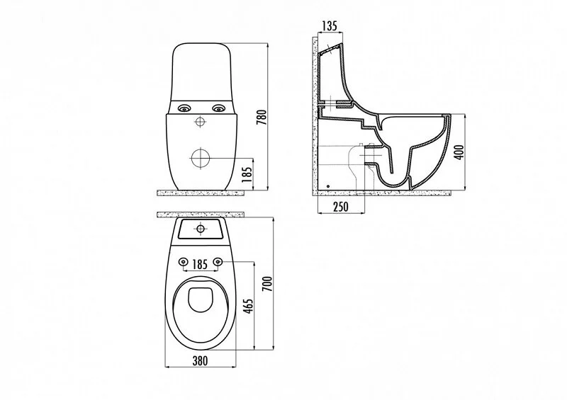 Унитаз компакт Creavit Foglia FG360-00CB00E-0000 с функцией биде (детальная фотография), напольные