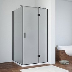 Душевой уголок профиль черный глянцевый стекло сатин Vegas-glass